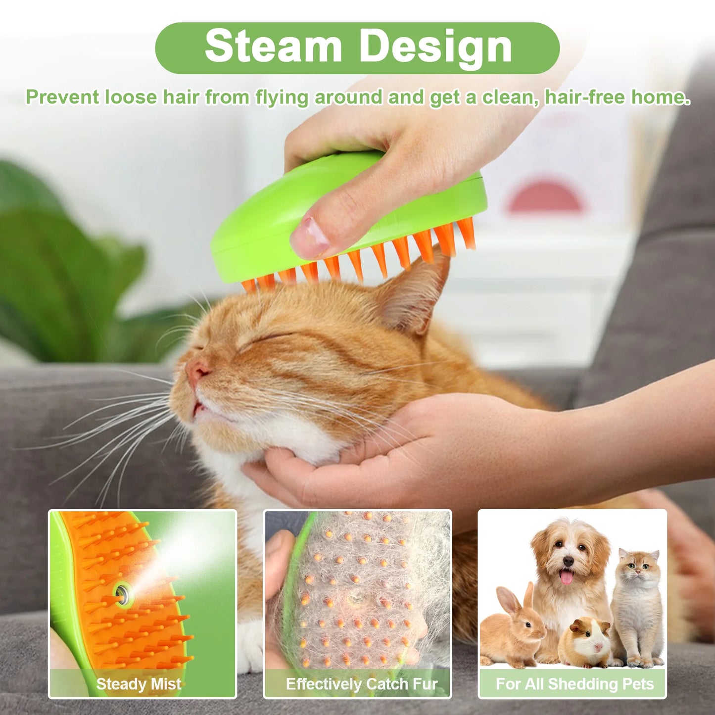 3 In 1 Pet Steam Brush For Pets