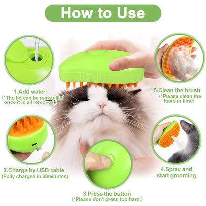 3 In 1 Pet Steam Brush For Pets