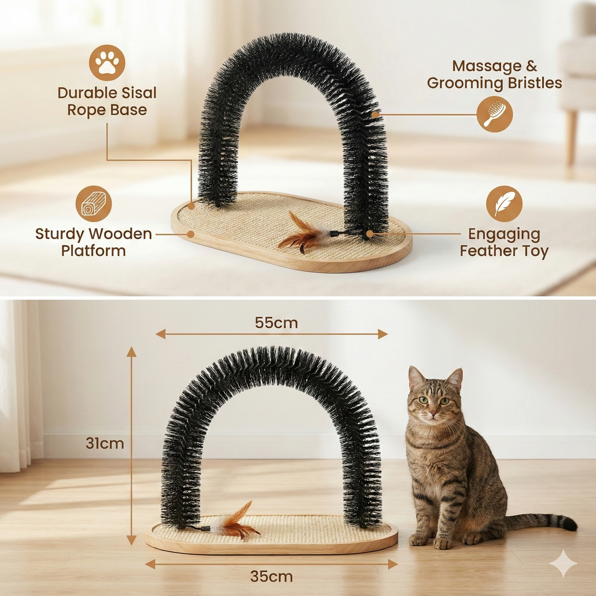 Self-Grooming Interactive Cat Arch Scratcher